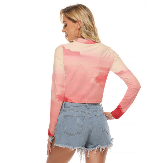 All-Over Print Women's Hollow Chest Keyhole Tight Crop Top