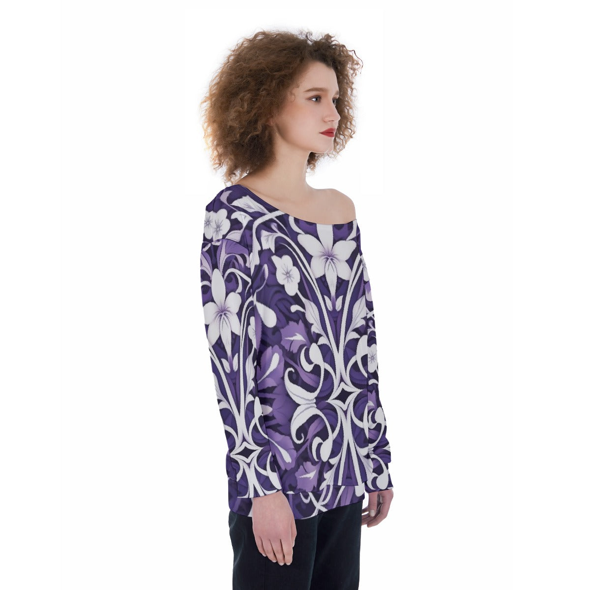 All-Over Print Oversized Women's Off-Shoulder Sweatshirt