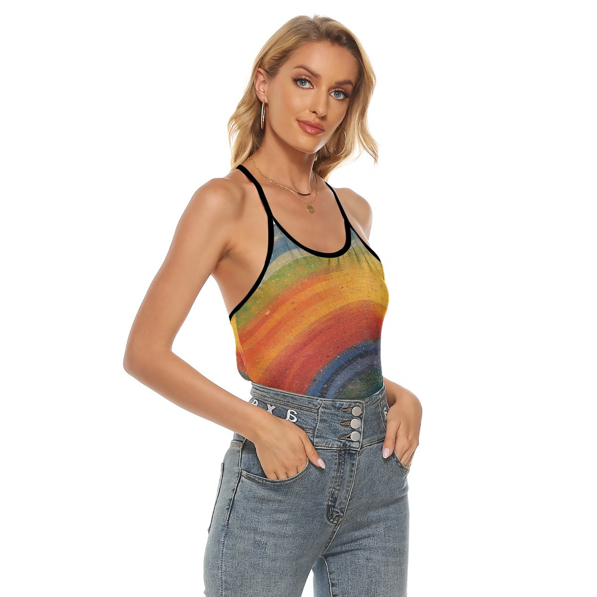 All-Over Print Women's Criss-Cross Open Back Tank Top