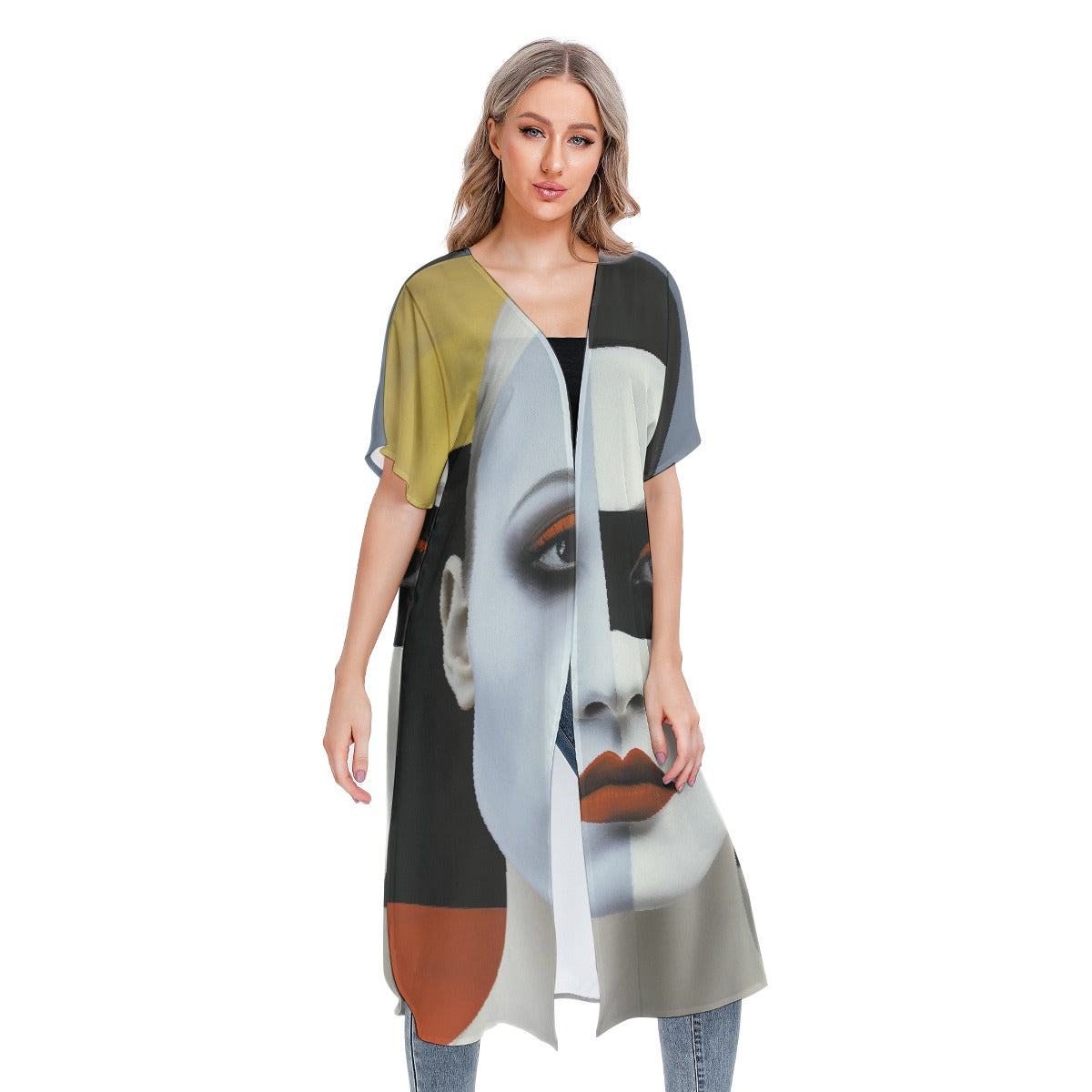 All-Over Print Women's Short Sleeve Cardigan