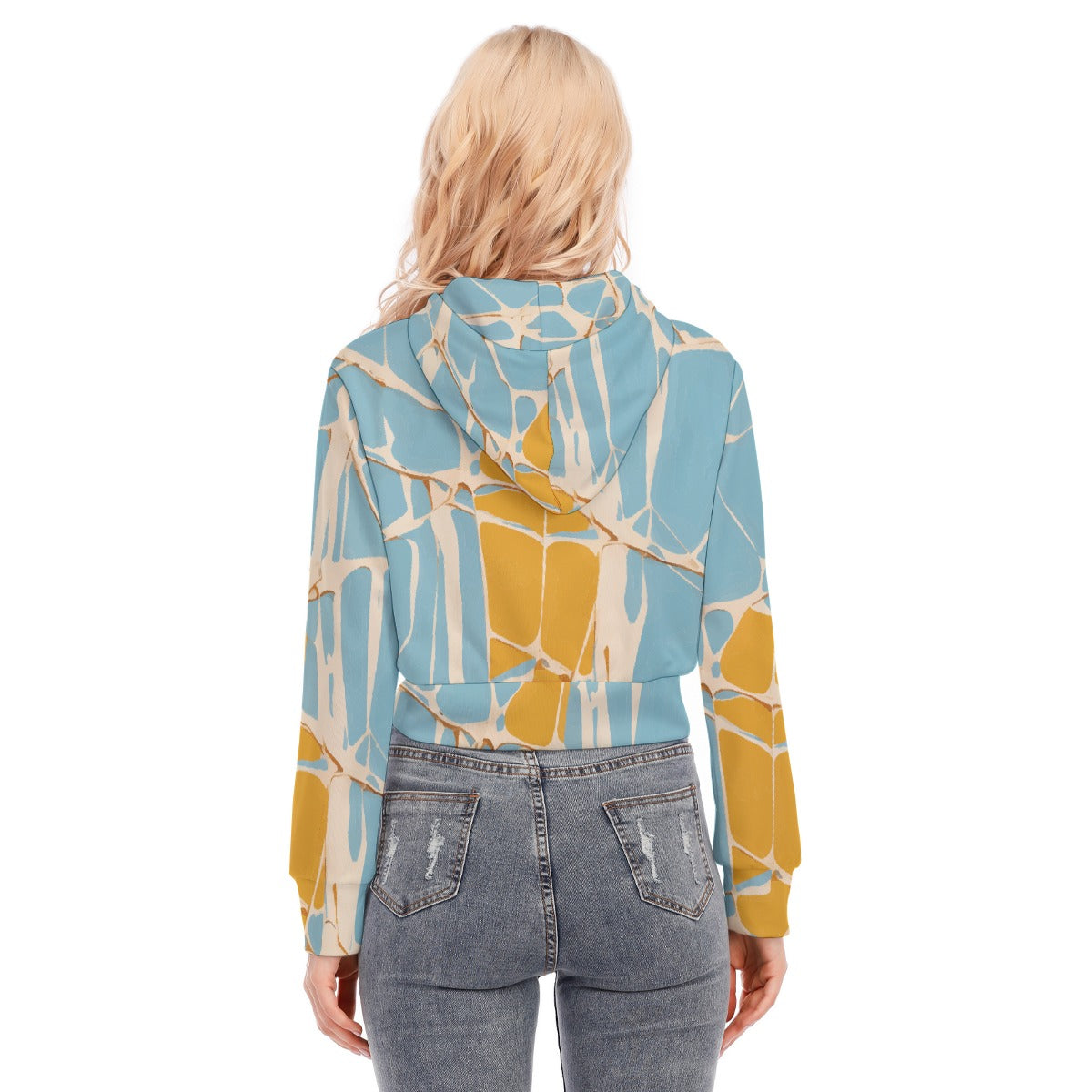 All-Over Print Women's Crop Top Hoodie With Zipper Closure
