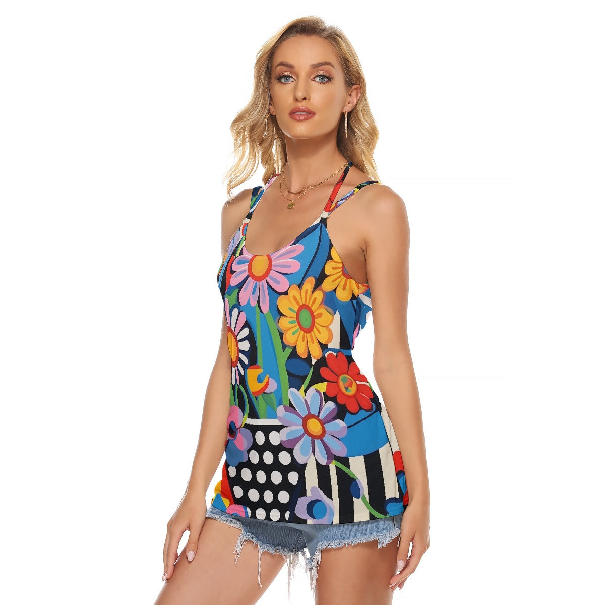 All-Over Print Women's Halter Top With Backless