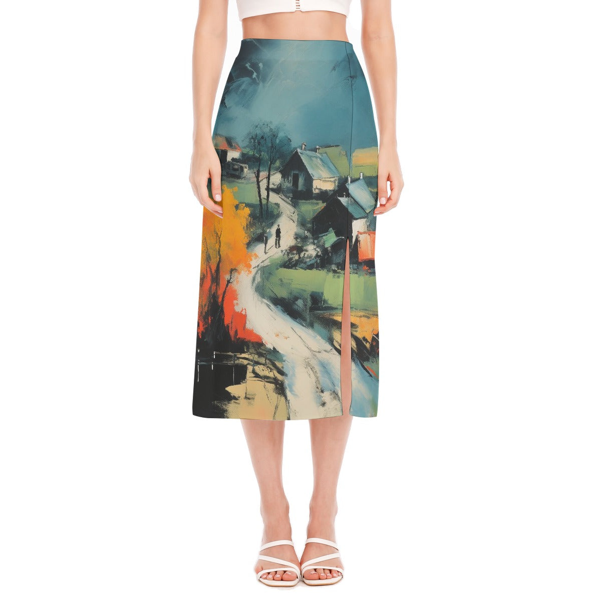 All-Over Print Women's High Slit Long Skirt
