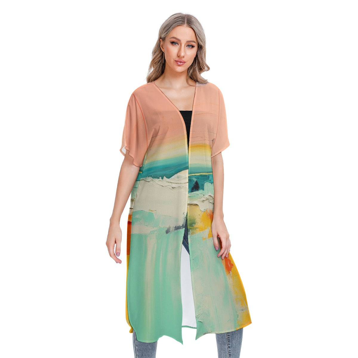 All-Over Print Women's Short Sleeve Cardigan