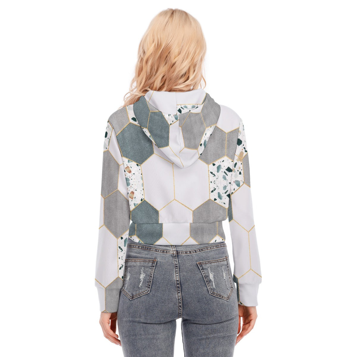 All-Over Print Women's Crop Top Hoodie With Zipper Closure
