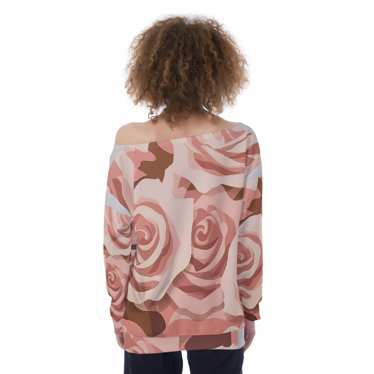 All-Over Print Oversized Women's Off-Shoulder Sweatshirt