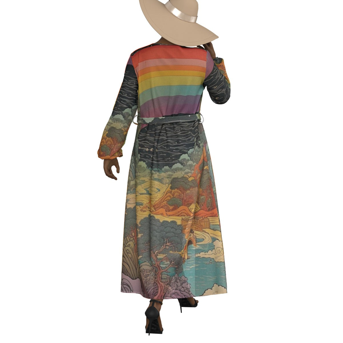 All-Over Print Women's Lace-up Chiffon Robe