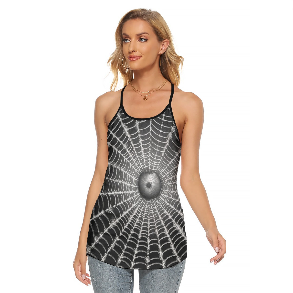 All-Over Print Women's Criss-Cross Open Back Tank Top