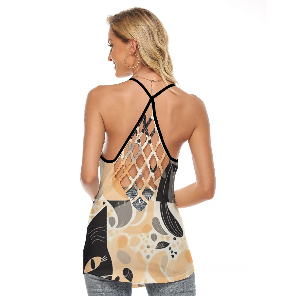 All-Over Print Women's Criss-Cross Open Back Tank Top