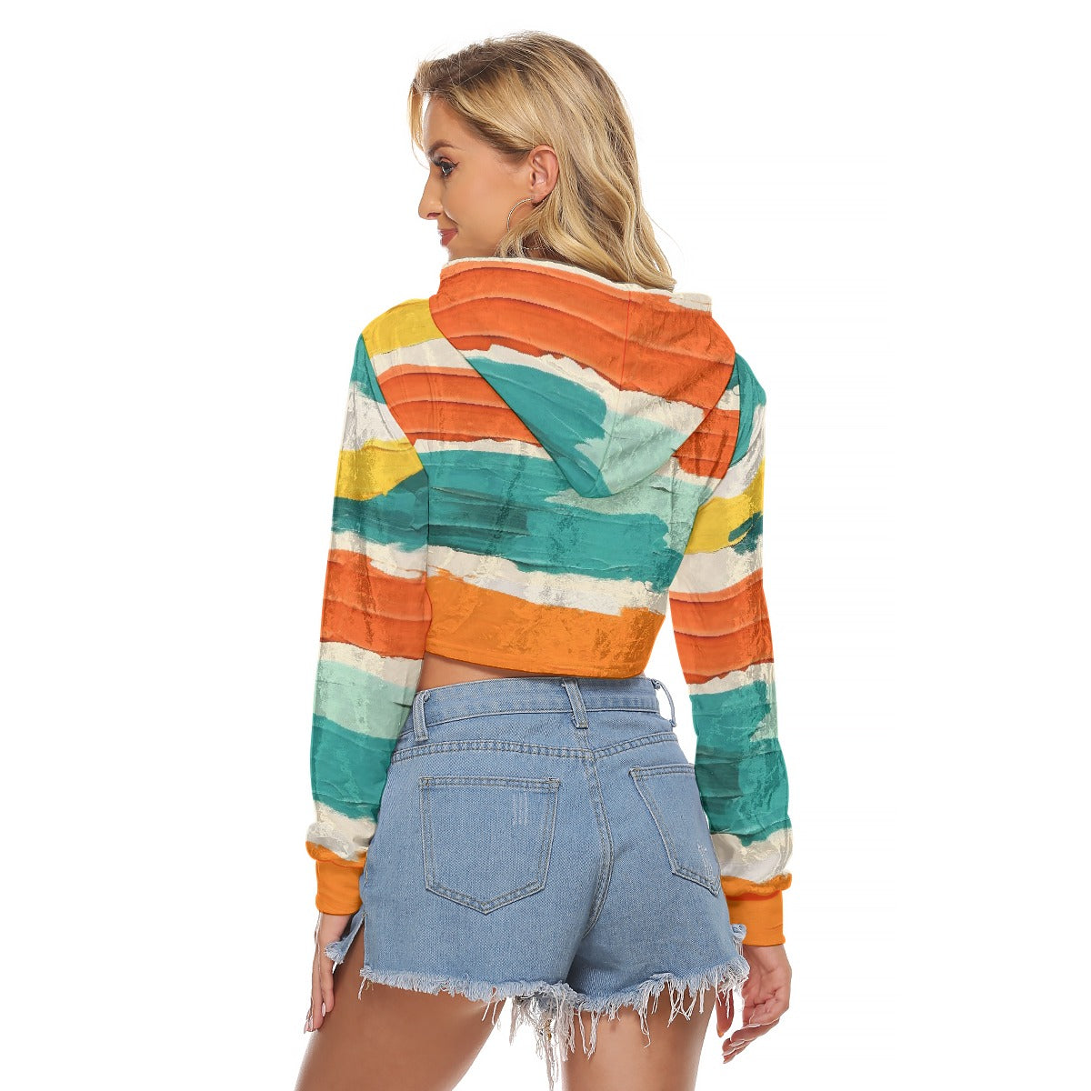 All-Over Print Women's Crop Top Hoodie|Velvet