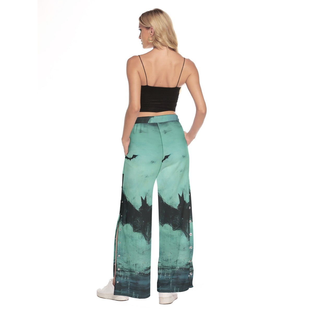 All-Over Print Women's Side Slit Snap Button Trousers
