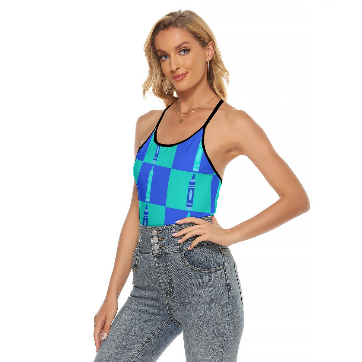 All-Over Print Women's Criss-Cross Open Back Tank Top