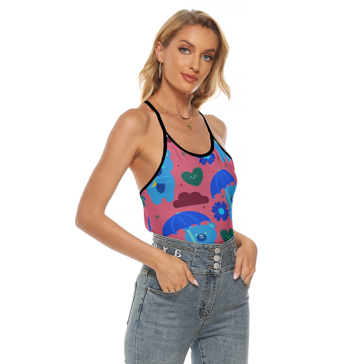 All-Over Print Women's Criss-Cross Open Back Tank Top