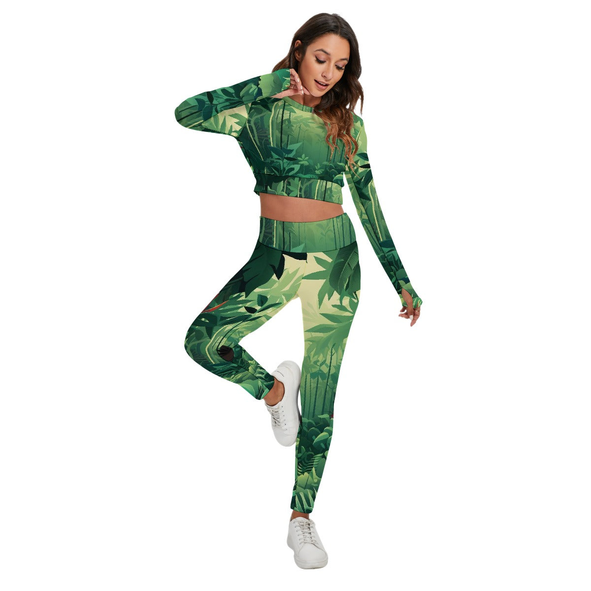 All-Over Print Women's Sport Set With Backless Top And Leggings