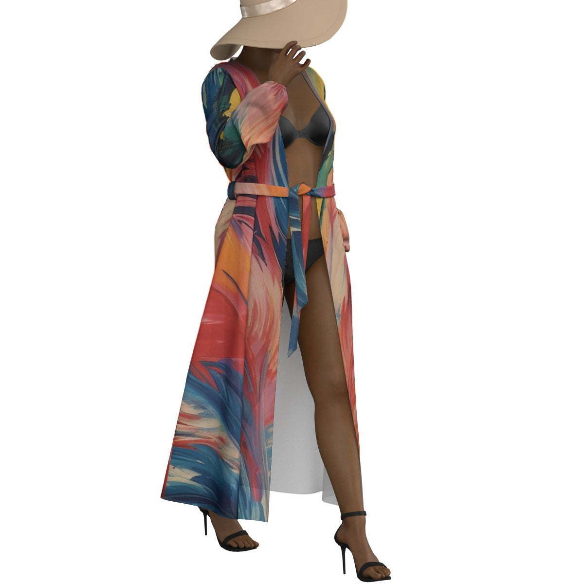 All-Over Print Women's Lace-up Chiffon Robe