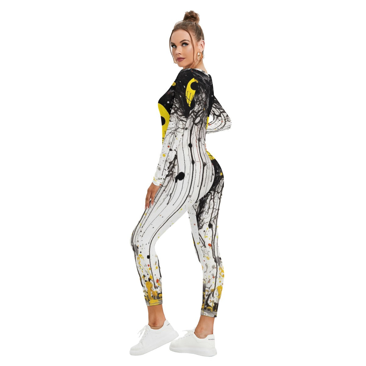 All-Over Print Women's Plunging Neck Jumpsuit