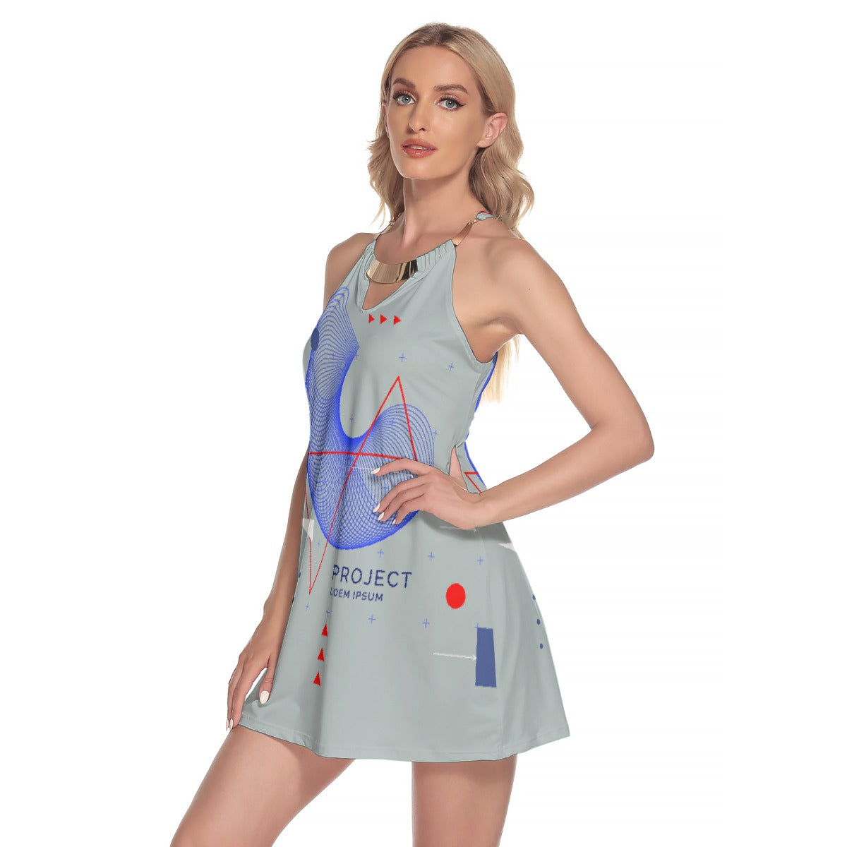 All-Over Print Women's Round Neck Above Knee Dress