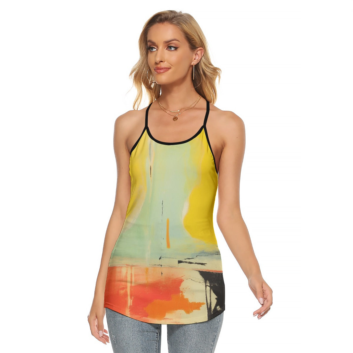 All-Over Print Women's Criss-Cross Open Back Tank Top
