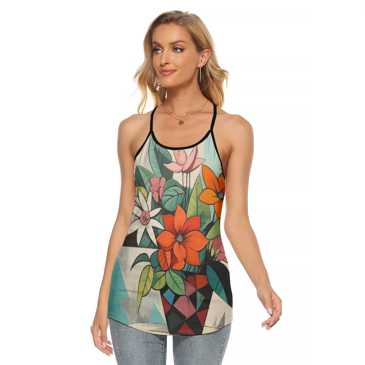 All-Over Print Women's Criss-Cross Open Back Tank Top