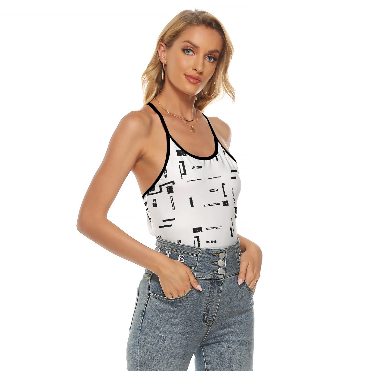 All-Over Print Women's Criss-Cross Open Back Tank Top