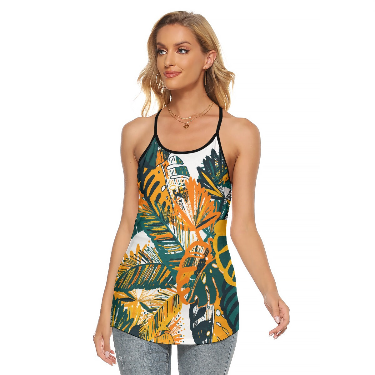 All-Over Print Women's Criss-Cross Open Back Tank Top
