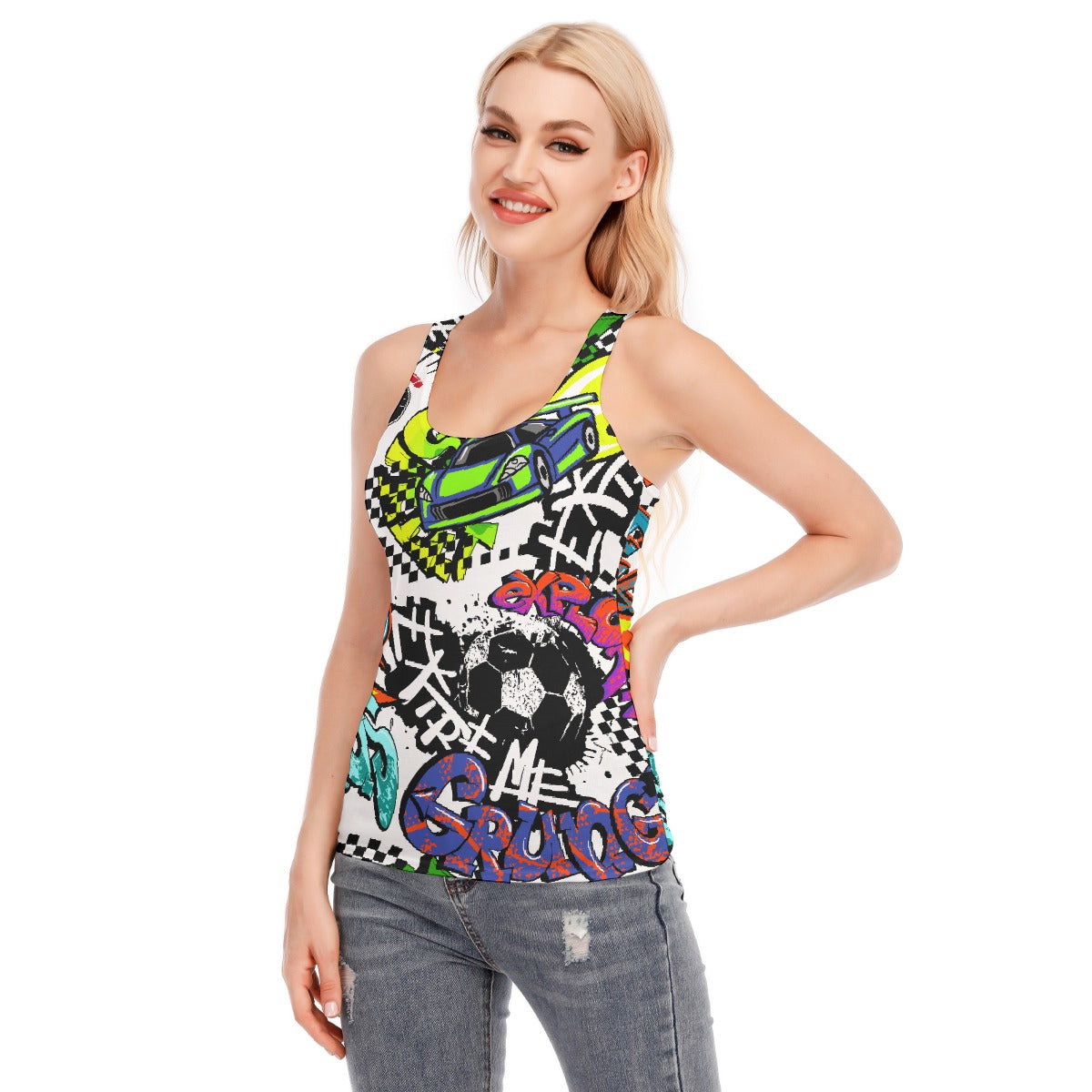All-Over Print Women's Racer Vest | 190GSM Cotton