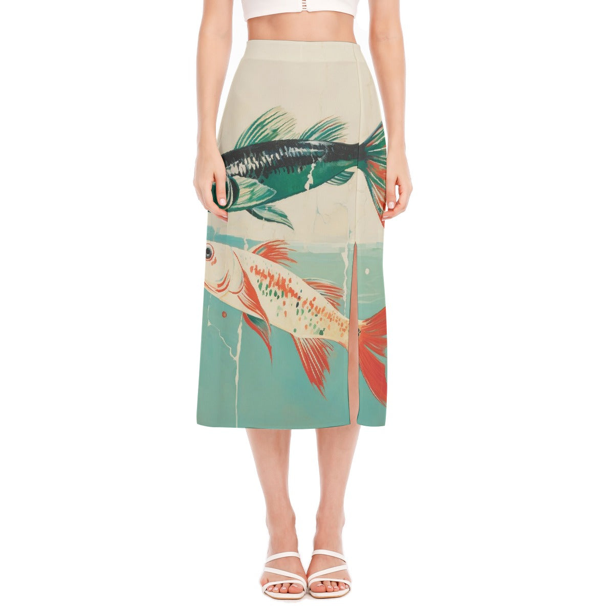 All-Over Print Women's High Slit Long Skirt