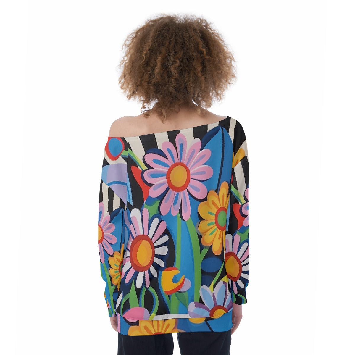 All-Over Print Oversized Women's Off-Shoulder Sweatshirt