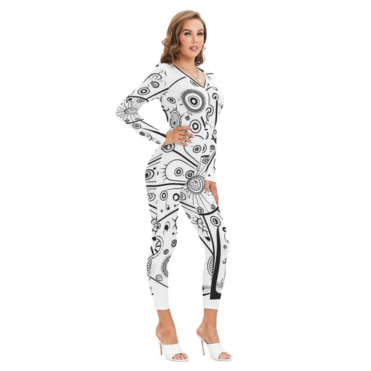 All-Over Print Women's Plunging Neck Jumpsuit