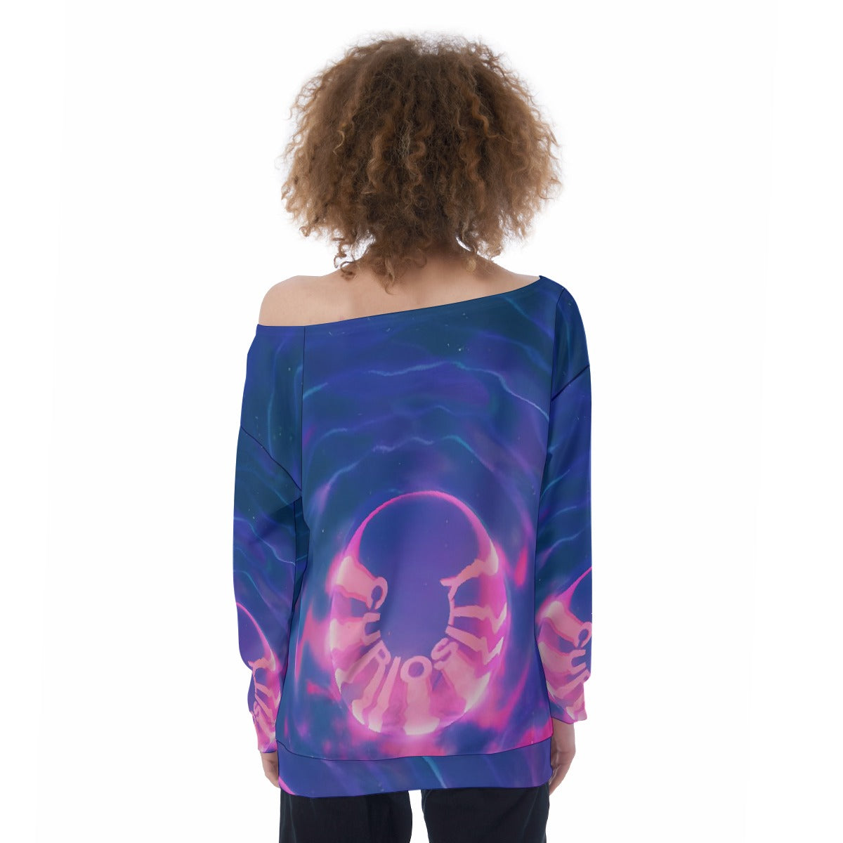 All-Over Print Oversized Women's Off-Shoulder Sweatshirt