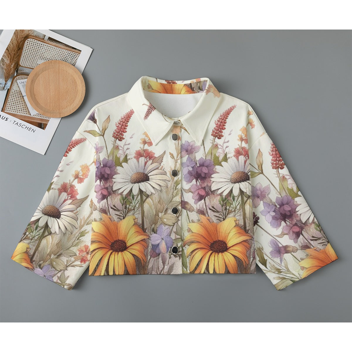 All-Over Print Women's Cropped Jacket | 245GSM Cotton