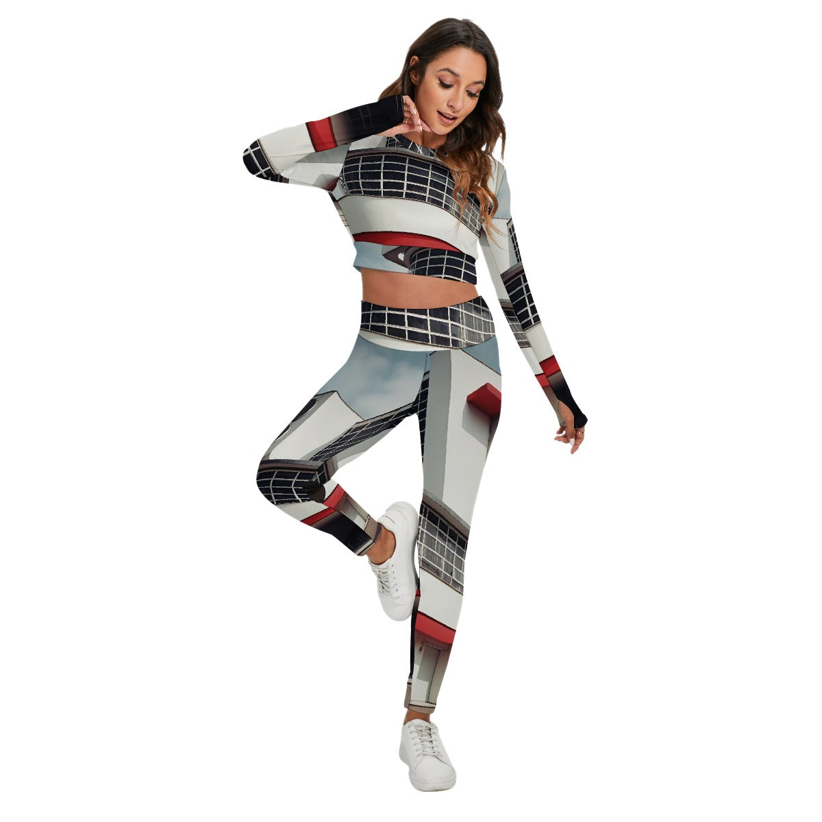 All-Over Print Women's Sport Set With Backless Top And Leggings