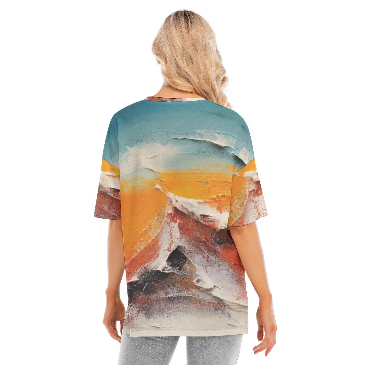 All-Over Print Women's Short Sleeves T-shirt With Hem Split