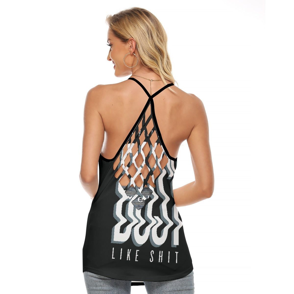 All-Over Print Women's Criss-Cross Open Back Tank Top