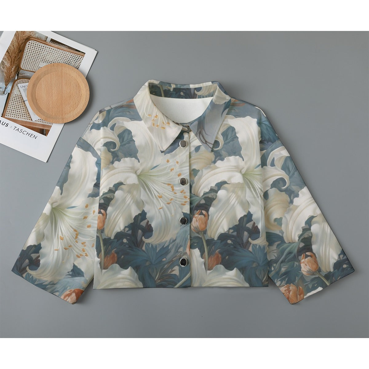All-Over Print Women's Cropped Jacket | 245GSM Cotton