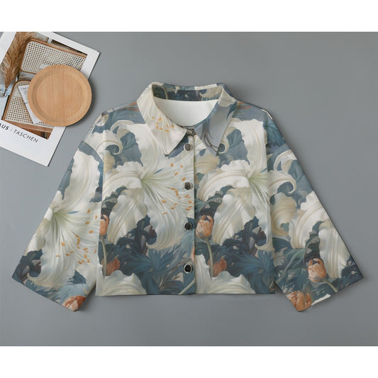 All-Over Print Women's Cropped Jacket | 245GSM Cotton