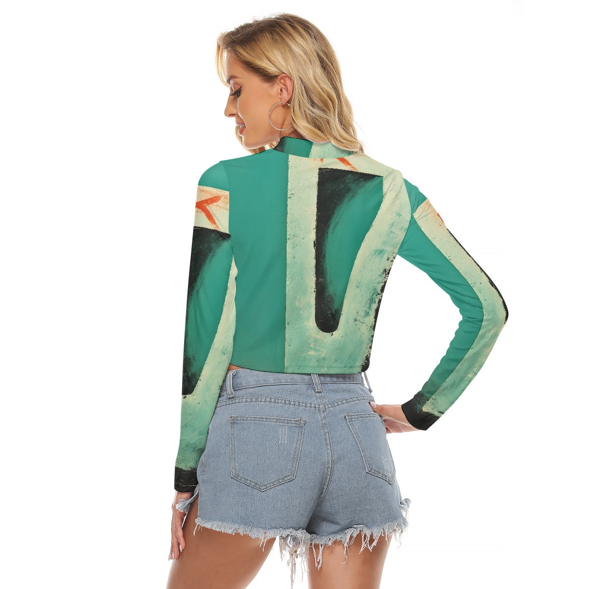 All-Over Print Women's Hollow Chest Keyhole Tight Crop Top