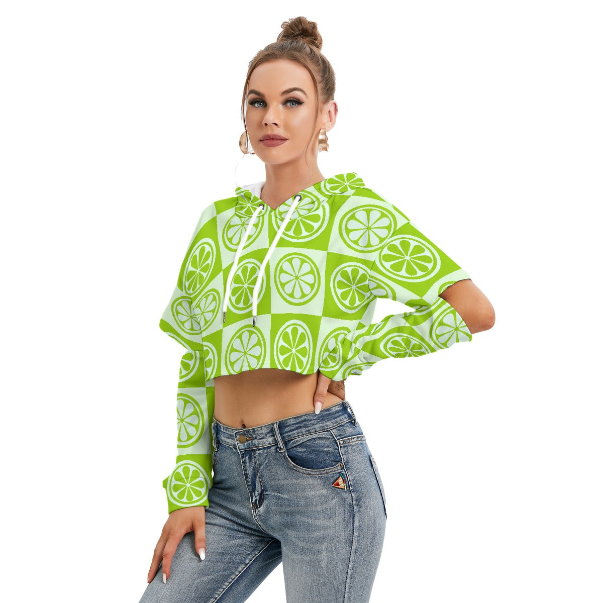 All-Over Print Women's Heavy Fleece Hoodie With Hollow Out Sleeve