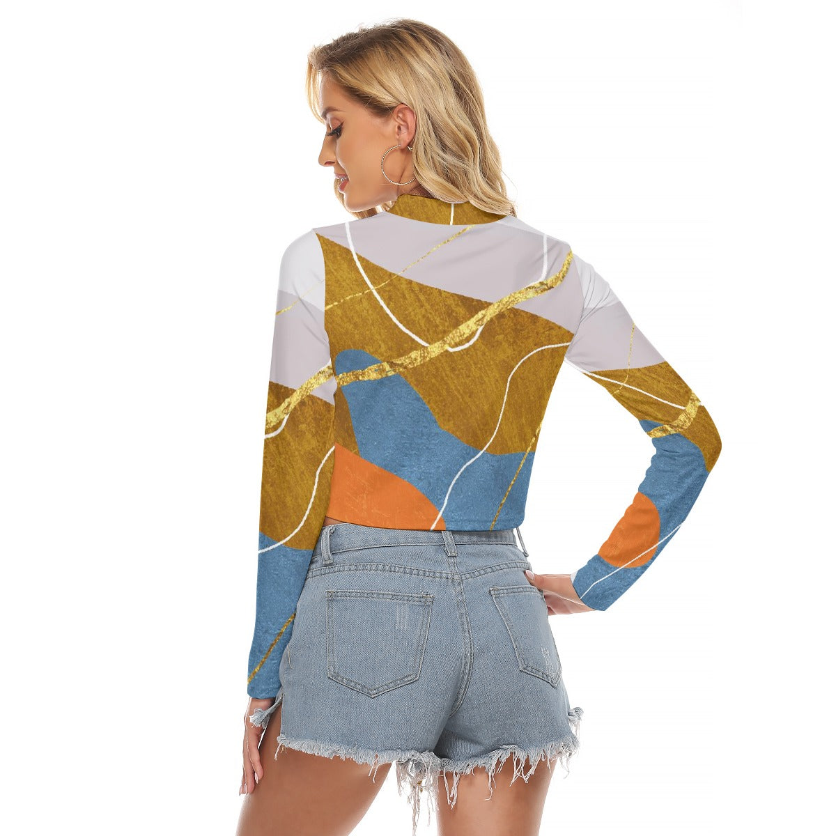 All-Over Print Women's Hollow Chest Keyhole Tight Crop Top