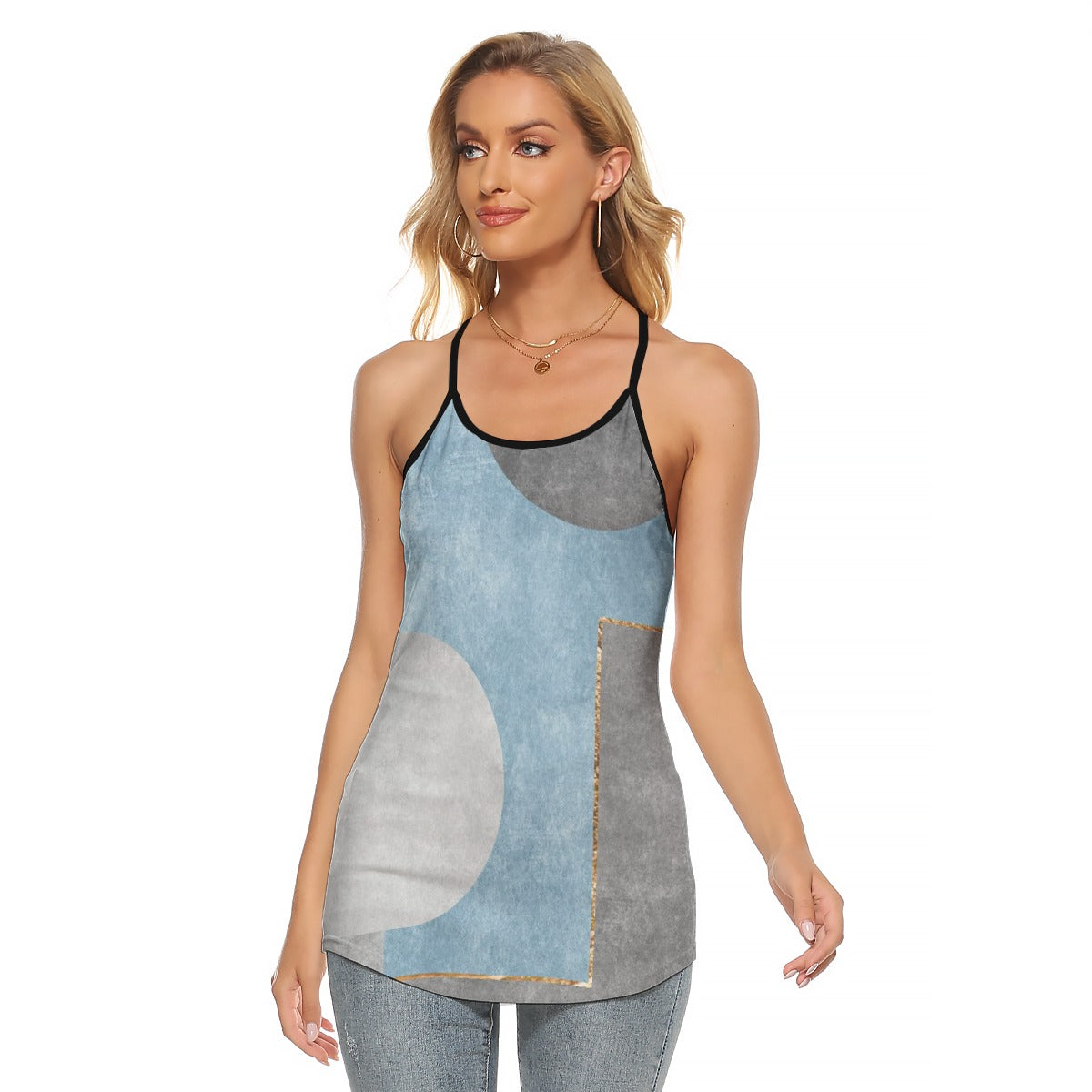 All-Over Print Women's Criss-Cross Open Back Tank Top