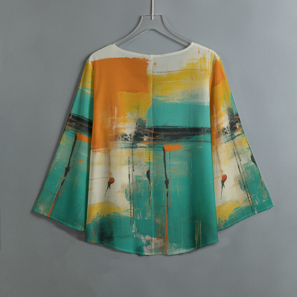 All-Over Print Women's V-neck T-shirt With Irregular Hem