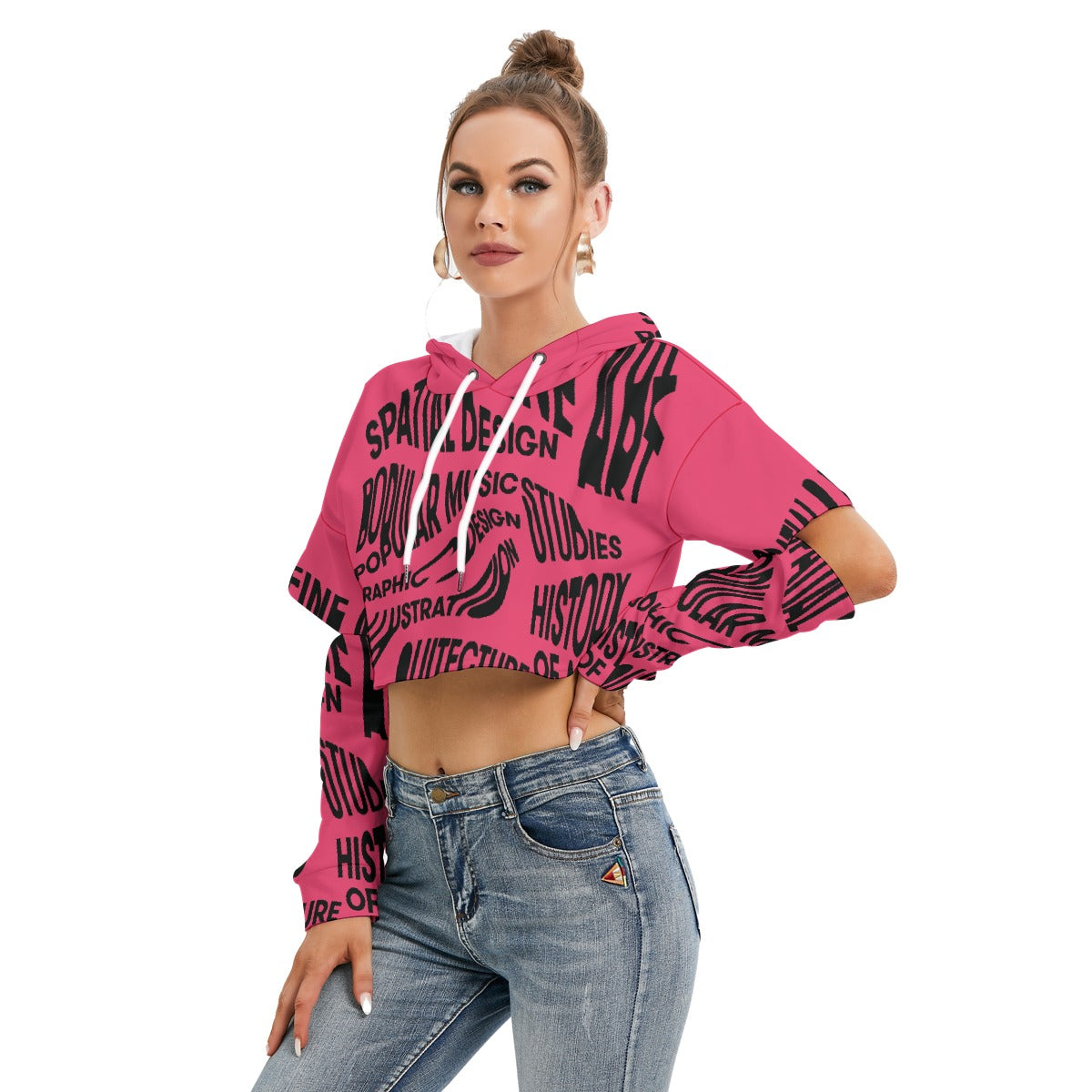 All-Over Print Women's Heavy Fleece Hoodie With Hollow Out Sleeve
