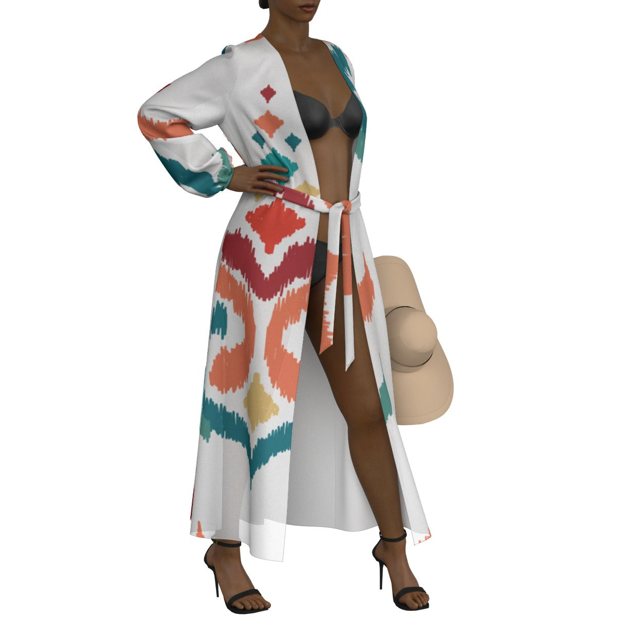 All-Over Print Women's Lace-up Chiffon Robe