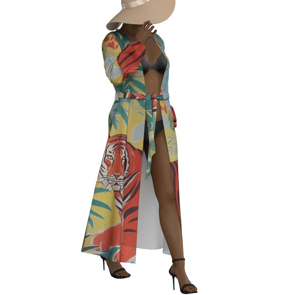 All-Over Print Women's Lace-up Chiffon Robe