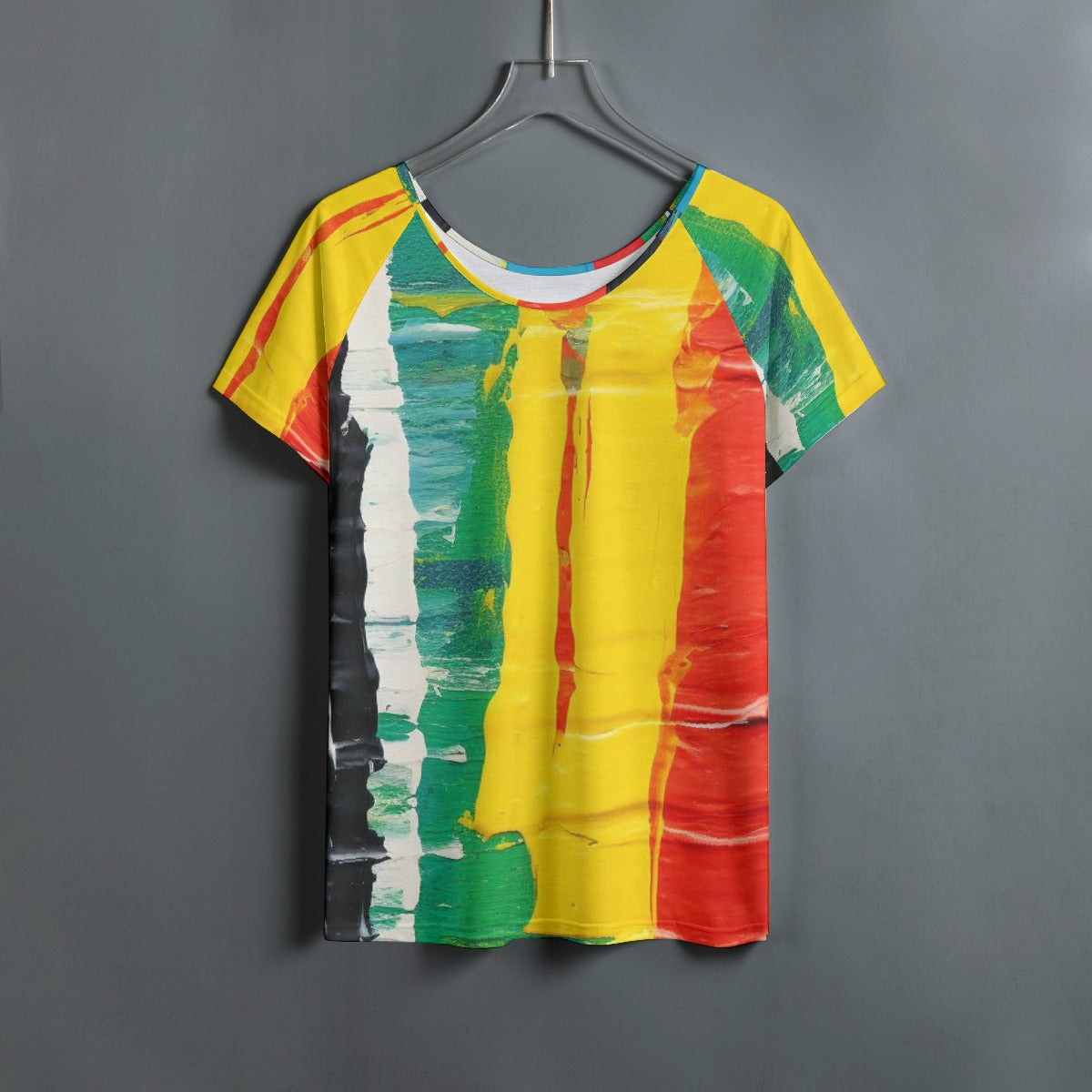 All-Over Print Women's Round Neck T-shirt With Raglan Sleeve