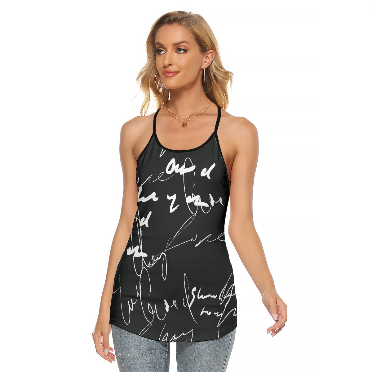 All-Over Print Women's Criss-Cross Open Back Tank Top