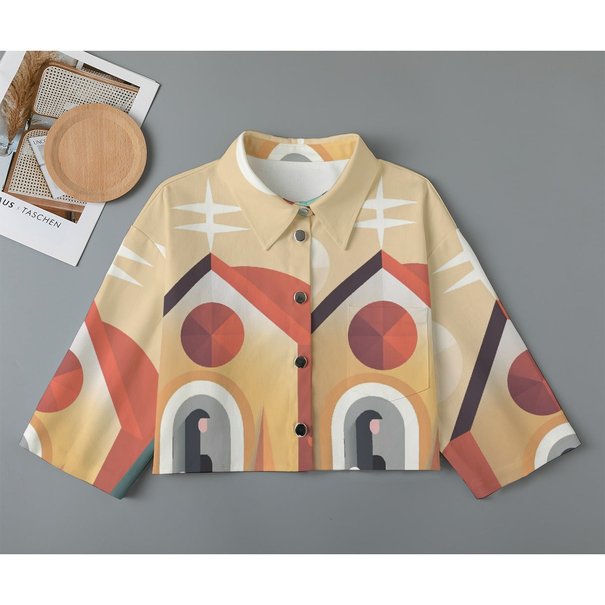 All-Over Print Women's Cropped Jacket | 245GSM Cotton