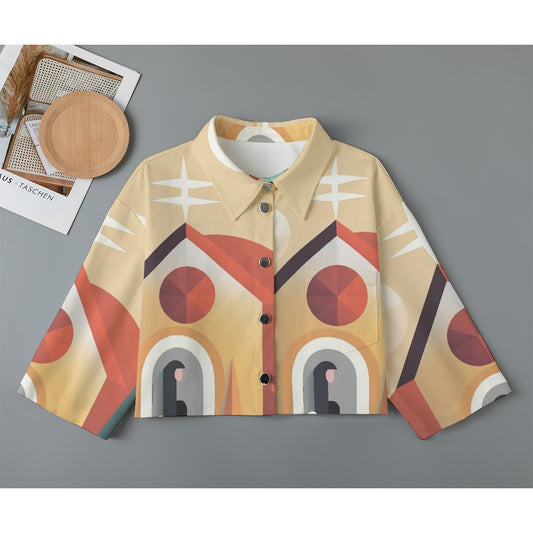 All-Over Print Women's Cropped Jacket | 245GSM Cotton