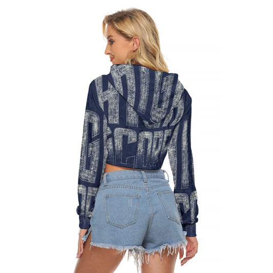 All-Over Print Women's Crop Top Hoodie|Velvet