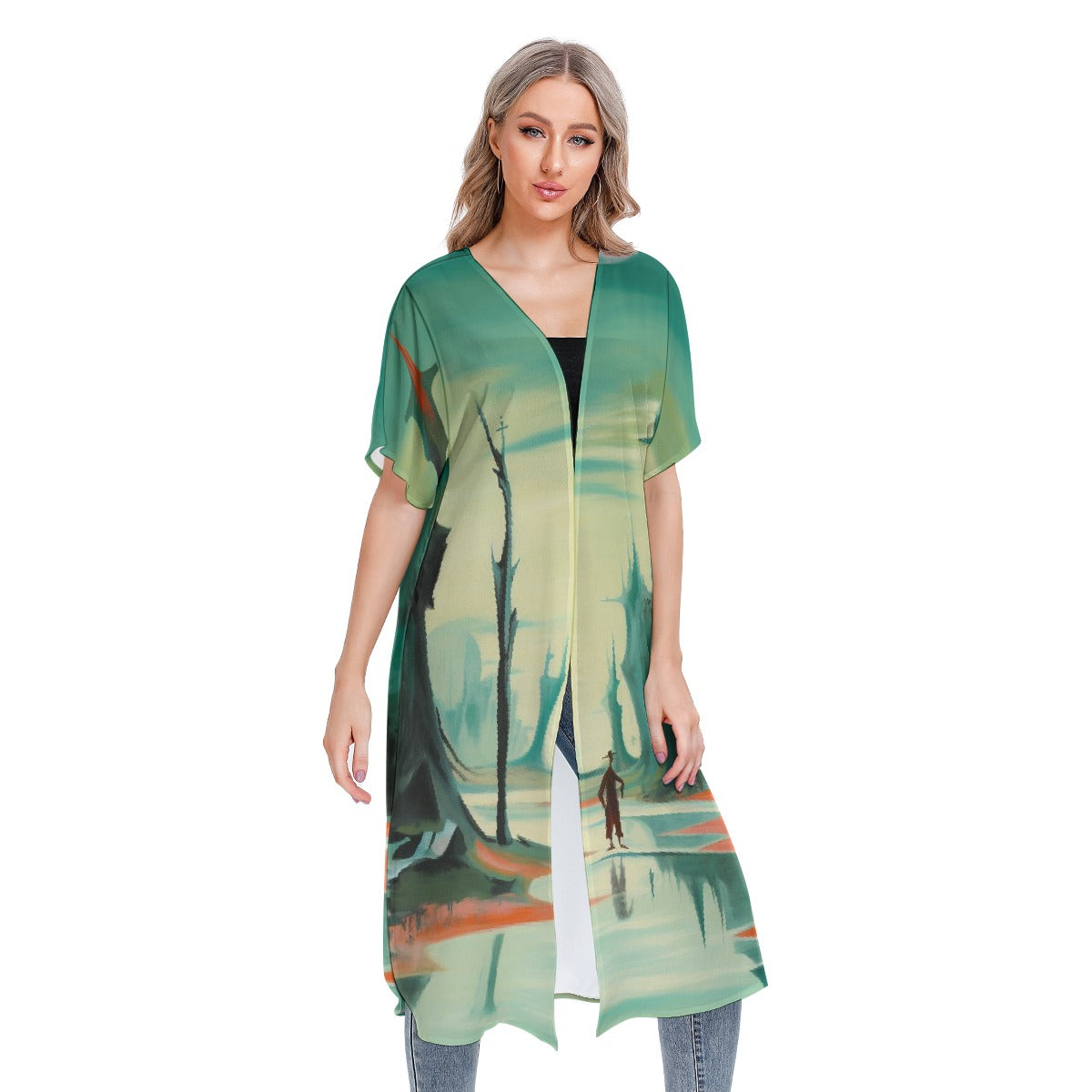 All-Over Print Women's Short Sleeve Cardigan